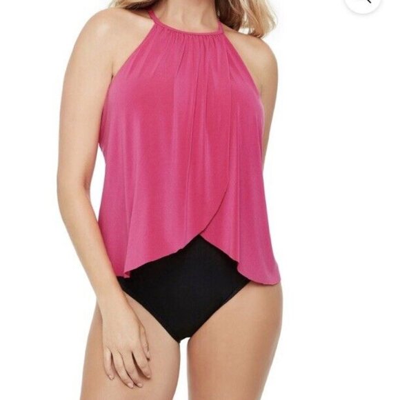 Magicsuit One Piece Swimsuit Womens 12 Hot Pink Black - Picture 1 of 12